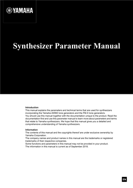 Synthesizer Parameter Manual