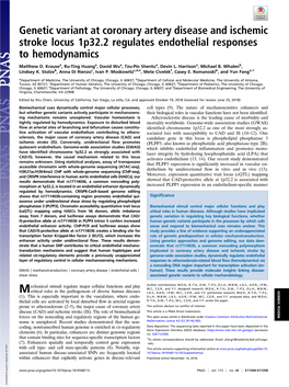 Genetic Variant at Coronary Artery Disease and Ischemic Stroke Locus 1P32.2 Regulates Endothelial Responses to Hemodynamics