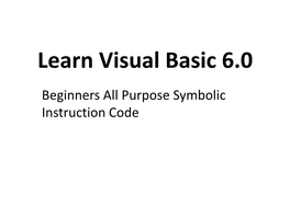 Learn Visual Basic 6.0