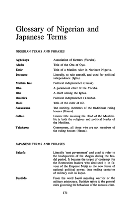 Glossary of Nigerian and Japanese Terms