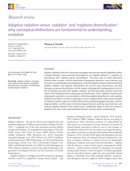 Adaptive Radiation Versus ‘