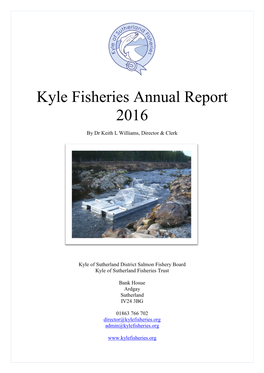 Kyle Fisheries Annual Report 2016