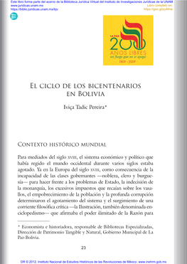 El Ciclo De Los Bicentenarios En Bolivia