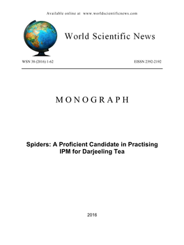 Spiders: a Proficient Candidate in Practising IPM for Darjeeling Tea