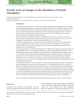 Seventy Years of Changes in the Abundance of Danish Charophytes