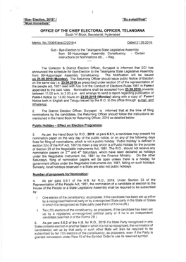 From 89-Huzurnagar Assembly Constituency. the Notification Will Be Issued on 23.09.20 19 (Mondavl