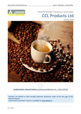Plantations-Tea & Coffee Initiating Coverage 01 Nov 2018