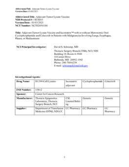 Thoracic Tumor Cell Vaccine