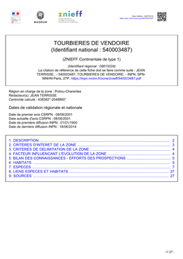 TOURBIERES DE VENDOIRE (Identifiant National : 540003487)