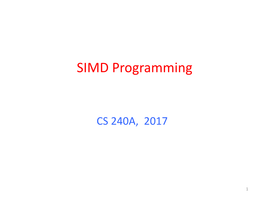 SIMD Programming