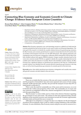 Connecting Blue Economy and Economic Growth to Climate Change: Evidence from European Union Countries