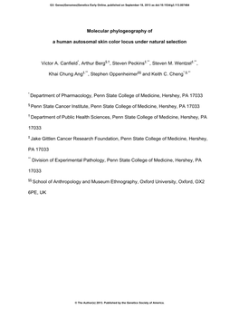 Molecular Phylogeography of a Human Autosomal Skin Color Locus