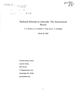 Hydrated Minerals on Asteroids: the Astronomical Record