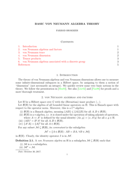 Basic Von Neumann Algebra Theory
