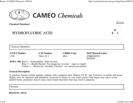 Report | CAMEO Chemicals | NOAA