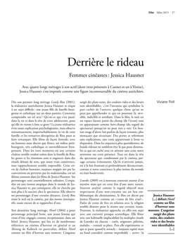 Derrière Le Rideau Femmes Cinéastes : Jessica Hausner