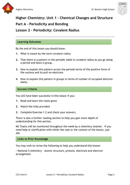 Periodicity Covalent Radius