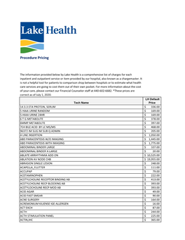 Procedure Pricing