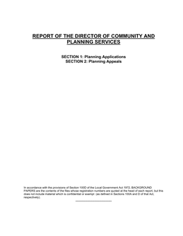 Report of the Director of Community and Planning Services