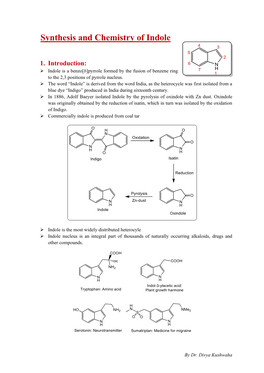 Synthesis and Chemistry of Indole