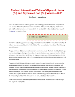 And Glycemic Load (GL) Values—2008