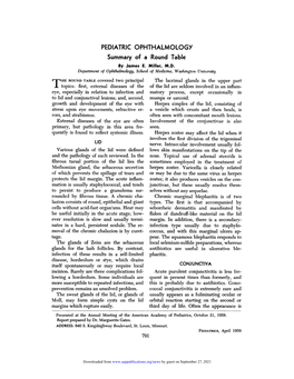 PEDIATRIC OPHTHALMOLOGY of a Round Table