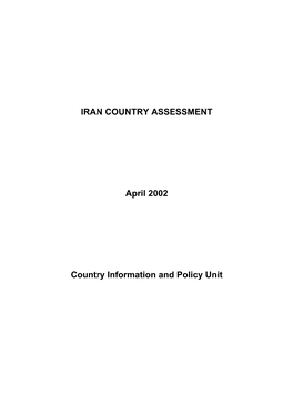 IRAN COUNTRY ASSESSMENT April 2002 Country Information And