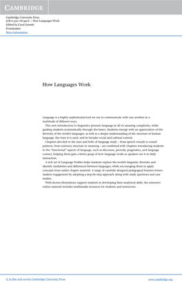 How Languages Work Edited by Carol Genetti Frontmatter More Information