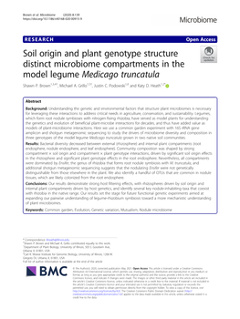 Soil Origin and Plant Genotype Structure Distinct Microbiome Compartments in the Model Legume Medicago Truncatula Shawn P