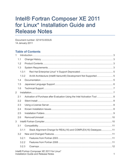 Intel® Fortran Composer XE 2011 for Linux* Installation Guide and Release Notes