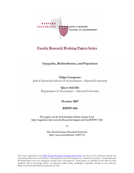 Faculty Research Working Papers Series