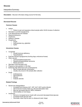 Glucose Interpretive Summary