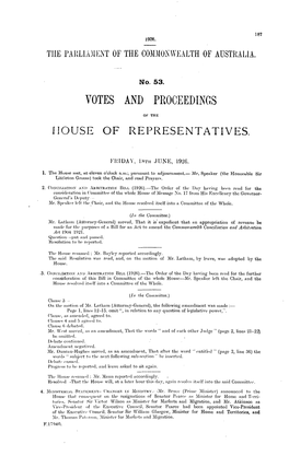 Votes and Proceedings House of Representatives