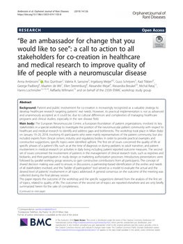 “Be an Ambassador for Change That You Would Like to See”: a Call to Action to All Stakeholders for Co-Creation in Healthcare