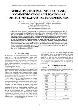 Serial Peripheral Interface (Spi) Communication Application As Output Pin Expansion in Arduino Uno