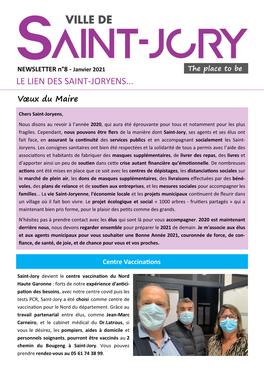 NEWSLETTER N°8 - Janvier 2021 the Place to Be LE LIEN DES SAINT-JORYENS