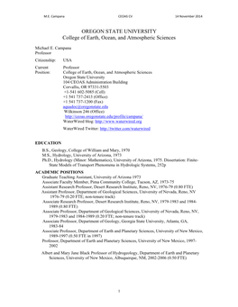 OREGON STATE UNIVERSITY College of Earth, Ocean, and Atmospheric Sciences