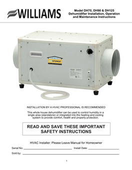 Dehumidifier Installation Manual