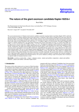 The Nature of the Giant Exomoon Candidate Kepler-1625 B-I René Heller