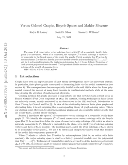 Vertex-Colored Graphs, Bicycle Spaces and Mahler Measure