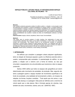 Espaço Público, Leitura Visual E Funcionalidade Espaço Cultural De Palmas – To