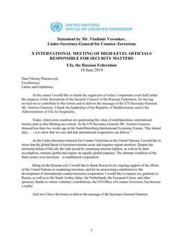 Statement by Mr. Vladimir Voronkov, Under-Secretary-General for Counter-Terrorism