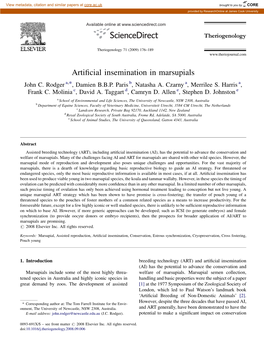 Artificial Insemination in Marsupials