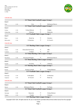 2021 U17 Hurling & Football Leagues