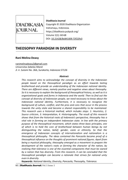 Theosophy Paradigm in Diversity