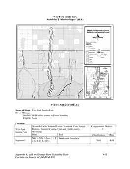 West Fork Smiths Fork River Mileage: Studied: 14.48 Miles, Source to Forest Boundary Eligible: Same