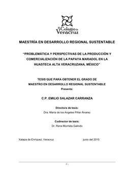 TESIS QUE PARA OBTENER EL GRADO DE MAESTRO EN DESARROLLO REGIONAL SUSTENTABLE Presenta