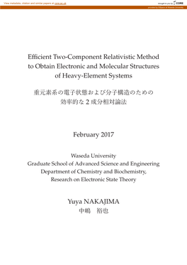 Efficient Two-Component Relativistic Method to Obtain Electronic