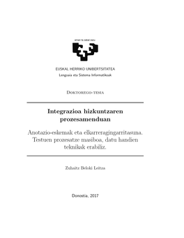 Integrazioa Hizkuntzaren Prozesamenduan Anotazio-Eskemak Eta Elkarreragingarritasuna. Testuen Prozesatze Masiboa, Datu Handien T