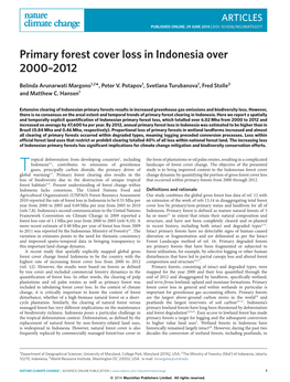 Primary Forest Cover Loss in Indonesia Over 2000–2012